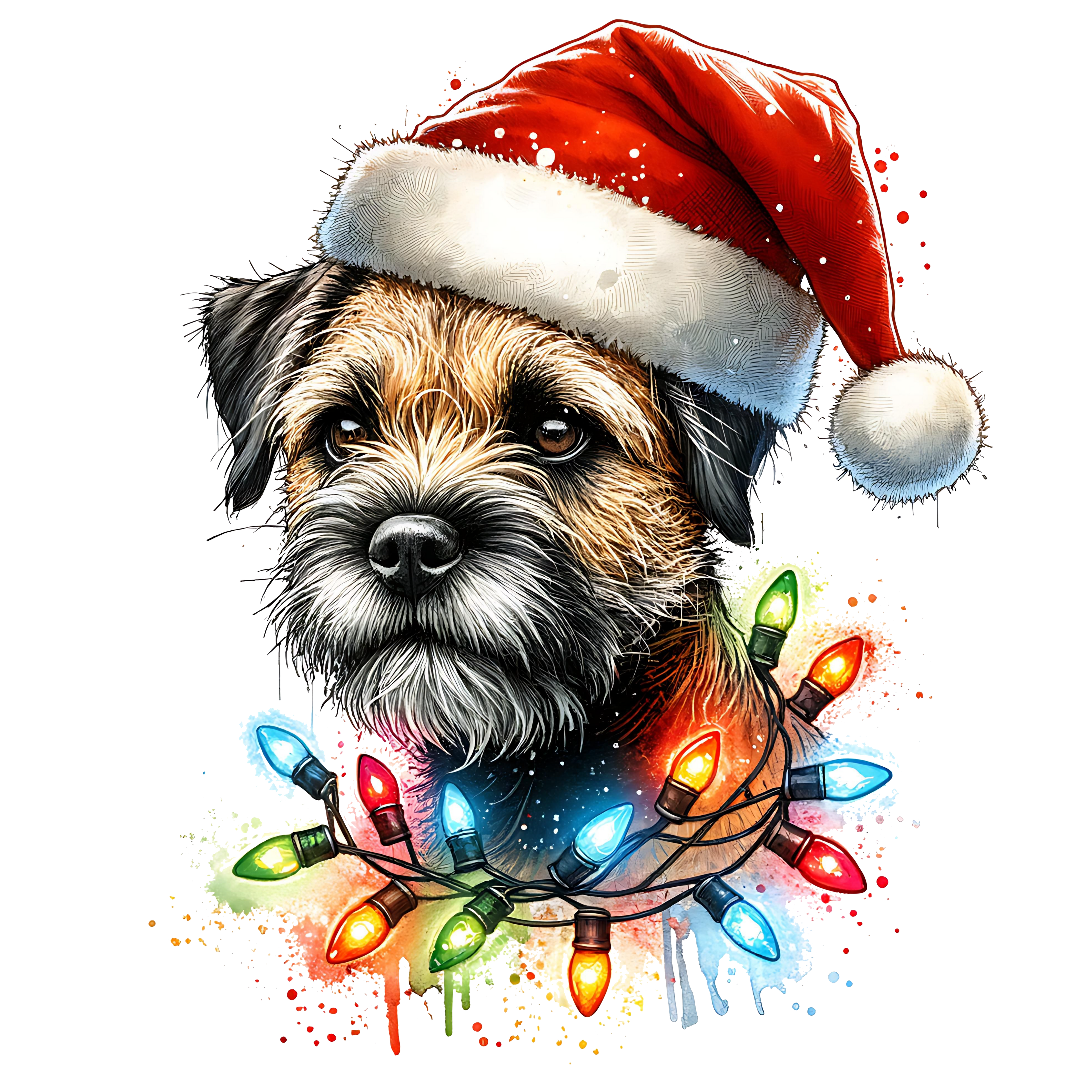 Dark Heather Grey V-Neck OUTLASH WEAR With Christmas Dog Design