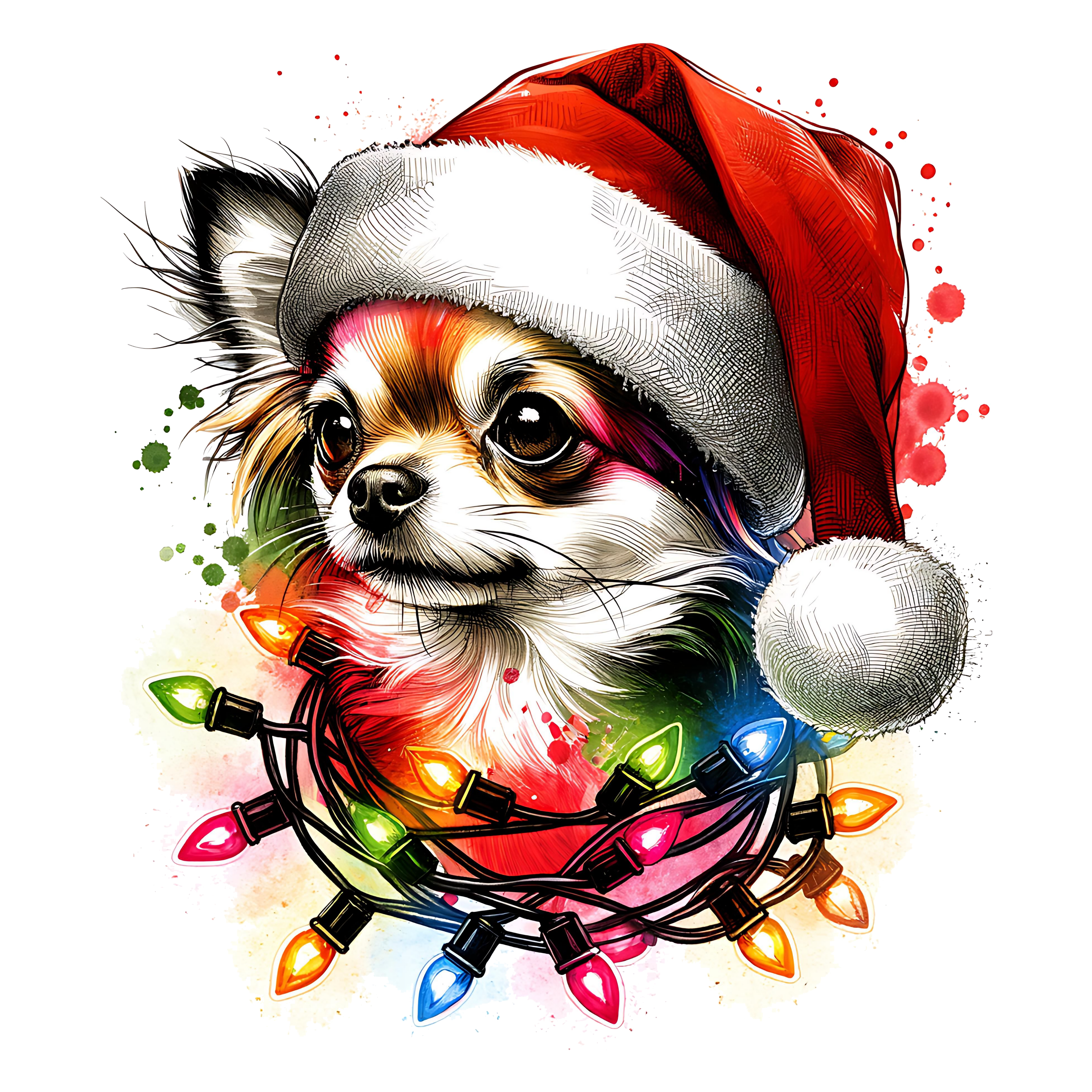 Dark Heather Grey V-Neck OUTLASH WEAR With Christmas Dog Design