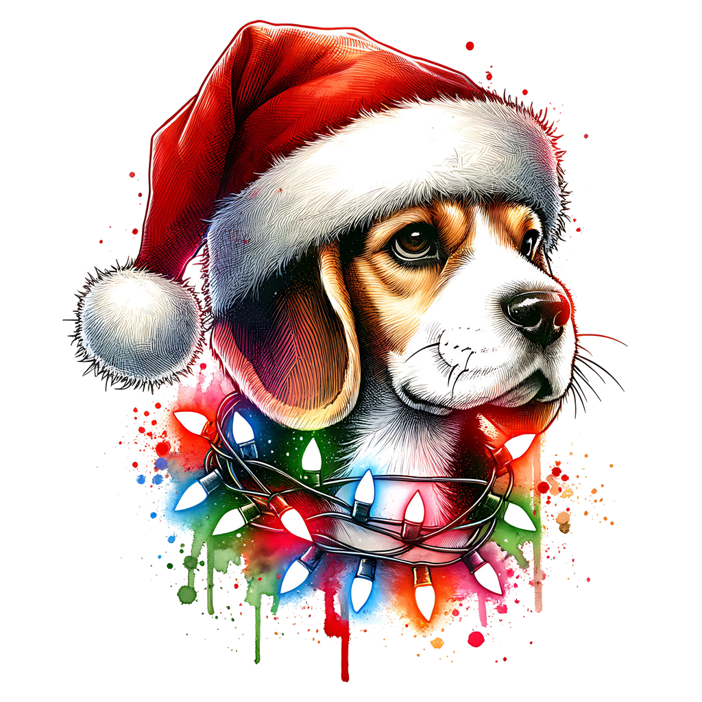 Dark Heather Grey V-Neck OUTLASH WEAR With Christmas Dog Design