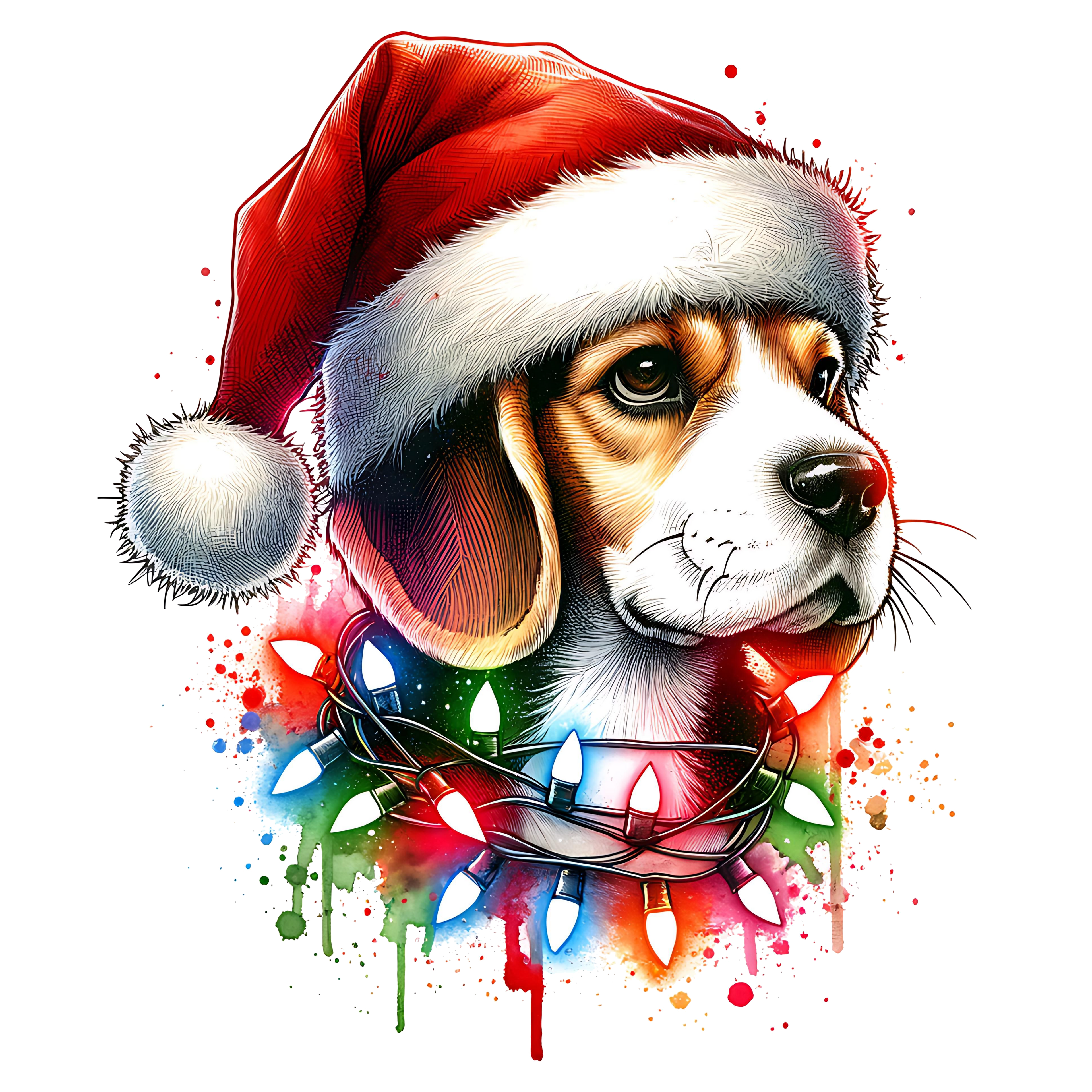 Beagle w/ lights and Santa Hat