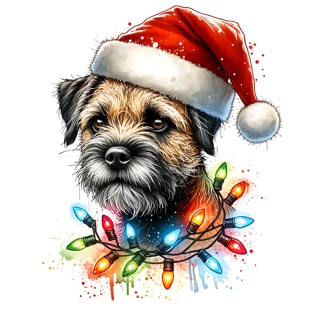 Dark Heather Grey V-Neck OUTLASH WEAR With Christmas Dog Design