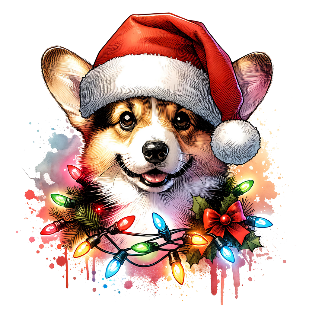 Dark Heather Grey V-Neck OUTLASH WEAR With Christmas Dog Design