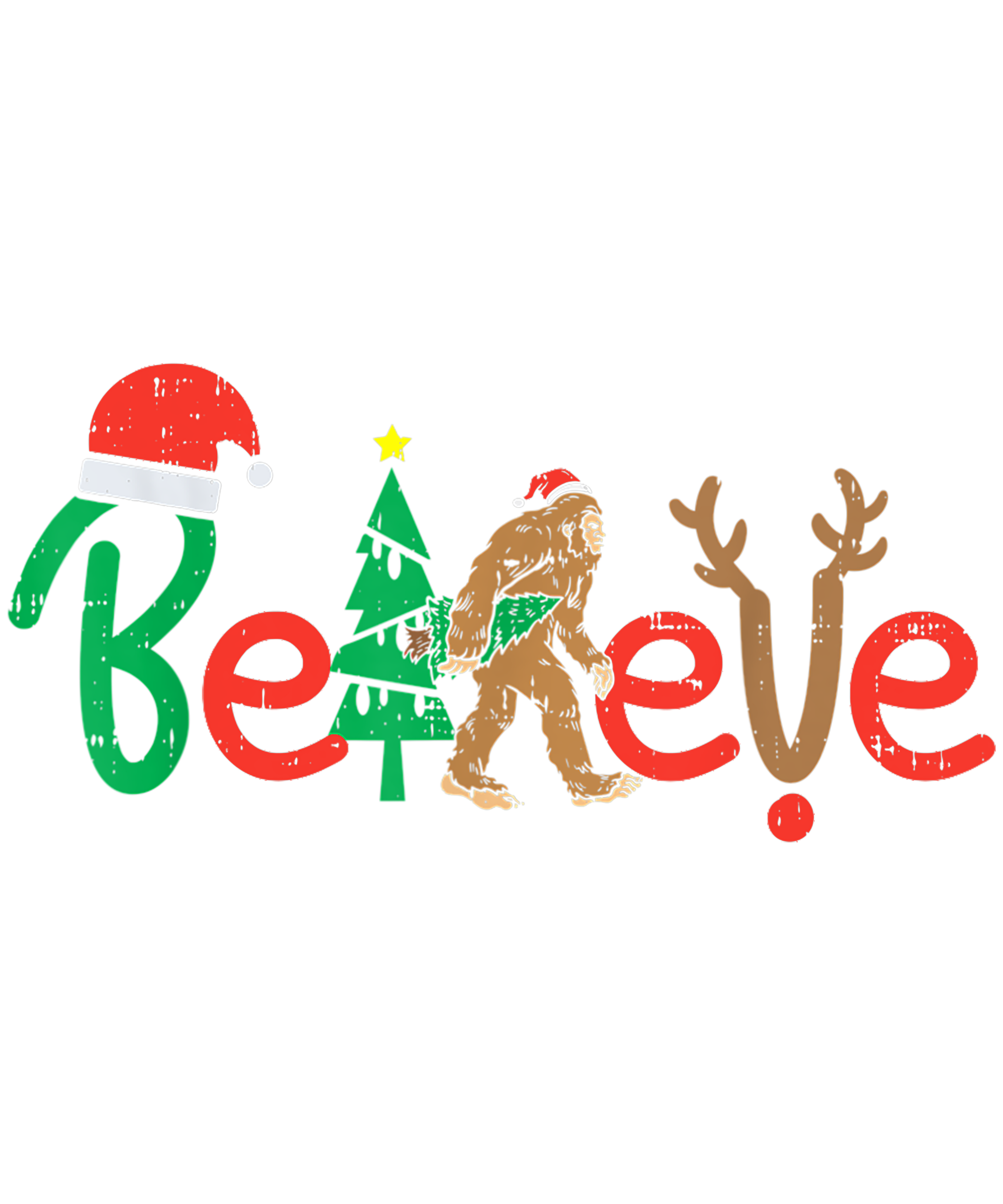 Believe Santa and Bigfoot Shirt design