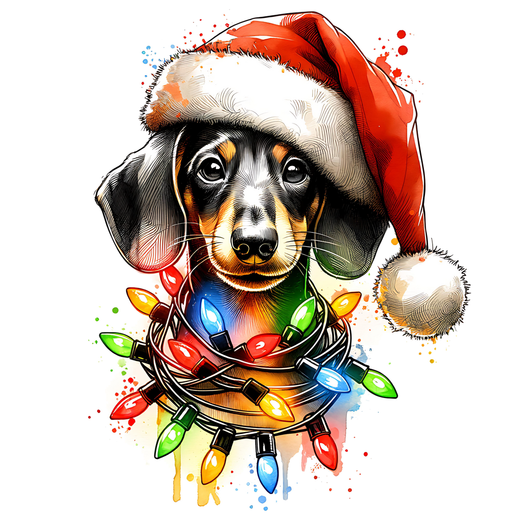 Dark Heather Grey V-Neck OUTLASH WEAR With Christmas Dog Design