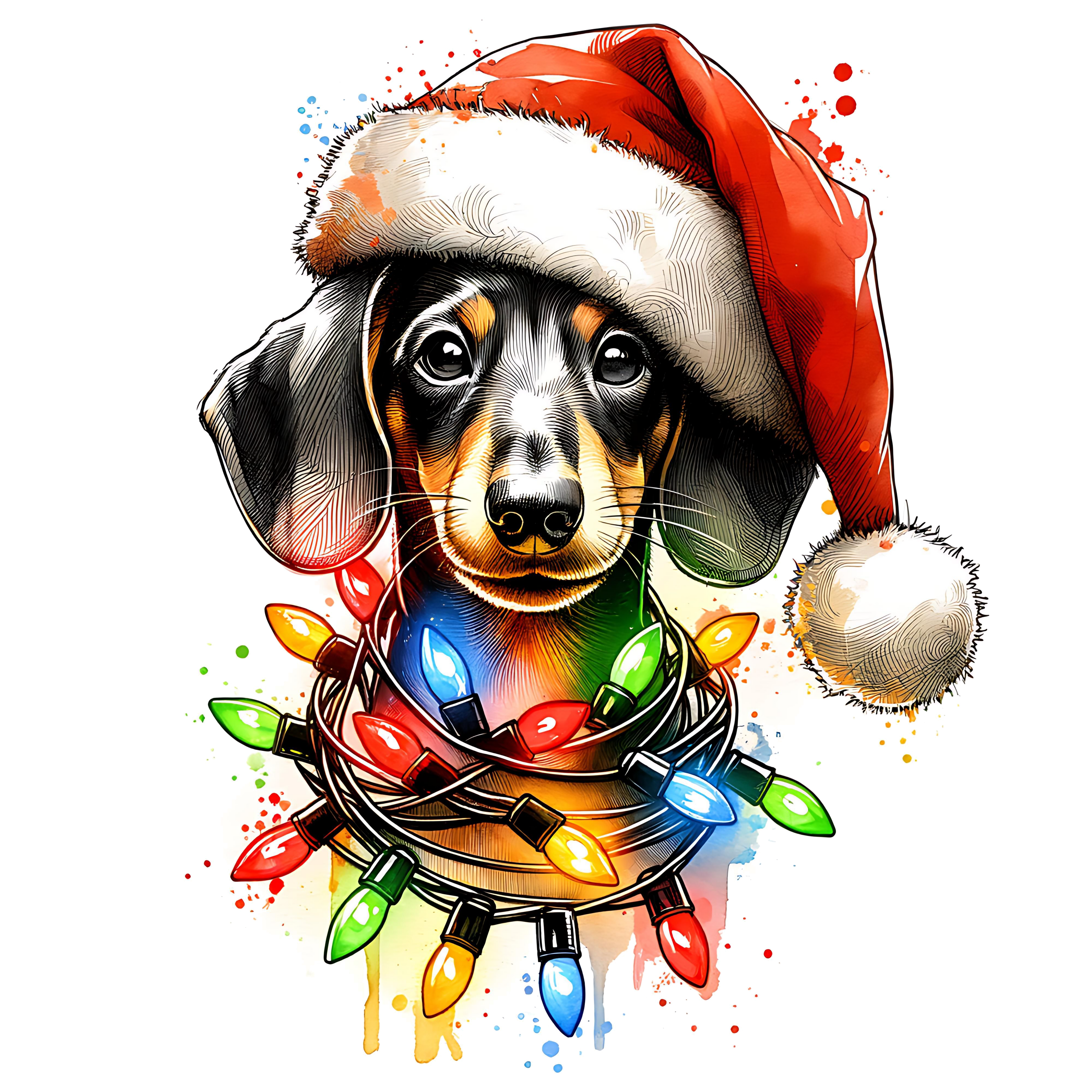 Dark Heather Grey V-Neck OUTLASH WEAR With Christmas Dog Design