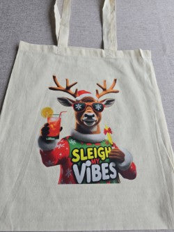 Canvas tote 14.5 by 16.5 inches Sleigh Vibes