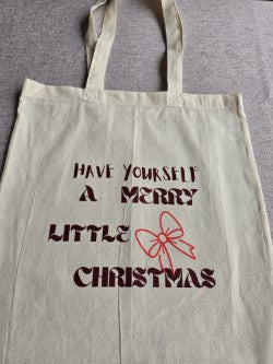 Canvas tote 14.5 by 16.5 inches Merry Little Christmas