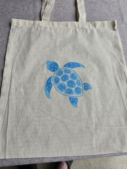 Canvas Tote 14.5 by 16.5 inches with Turtle design