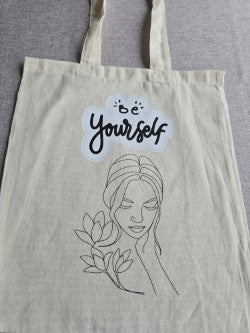 Canvas Tote 14.5 by 16.5 inches "Be Yourself"
