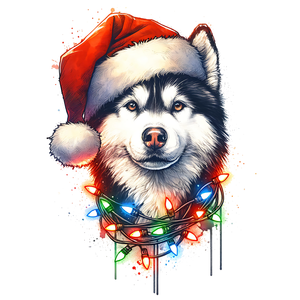 Dark Heather Grey V-Neck OUTLASH WEAR With Christmas Dog Design