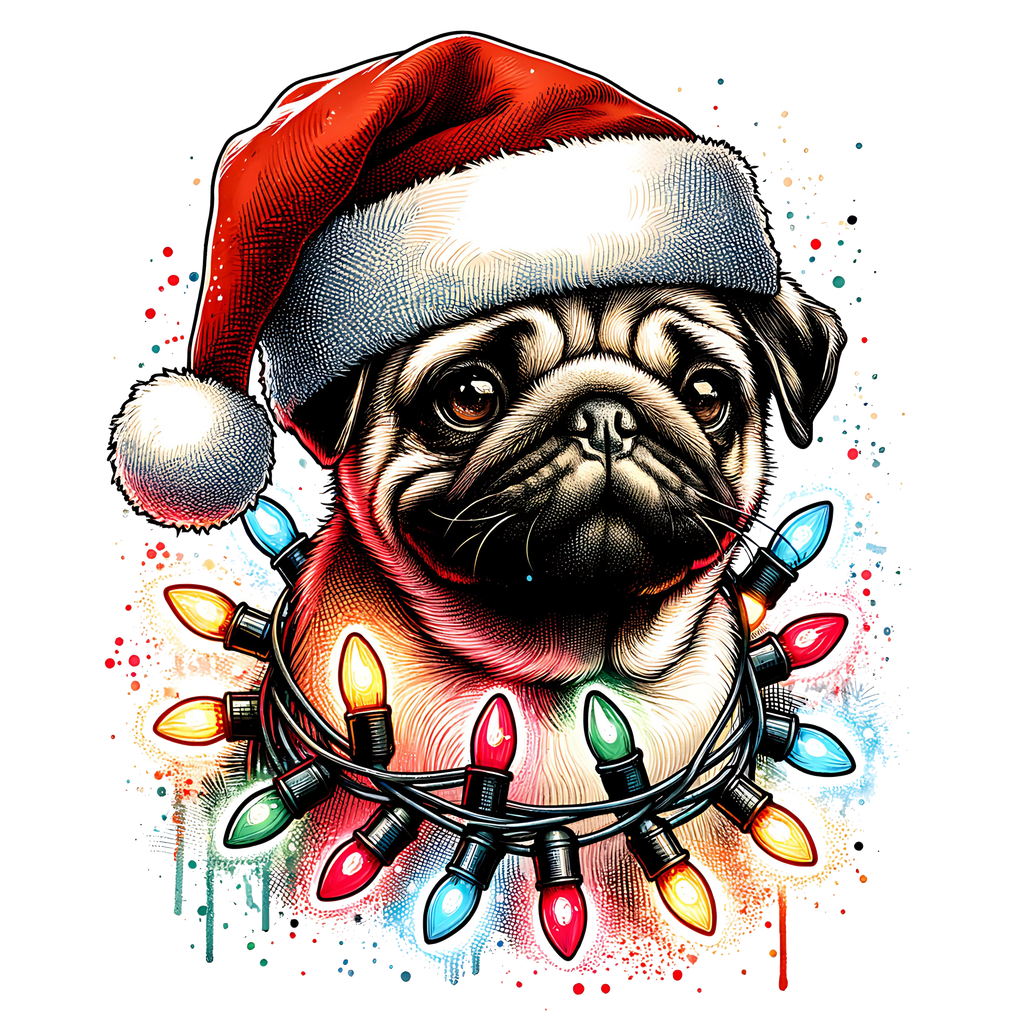 Dark Heather Grey V-Neck OUTLASH WEAR With Christmas Dog Design