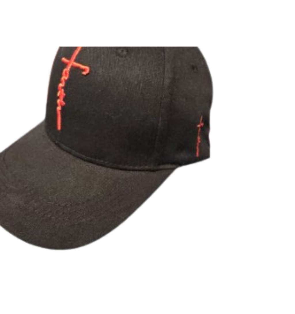 Faith Cross Hat Black With Red Embrodery